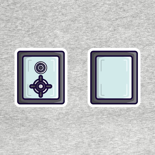 Bank Save Vault Box Sticker design vector illustration. Business finance object icon concept. Safe deposit concept, financial security business vault box sticker design logo icons with shadow. by AlviStudio